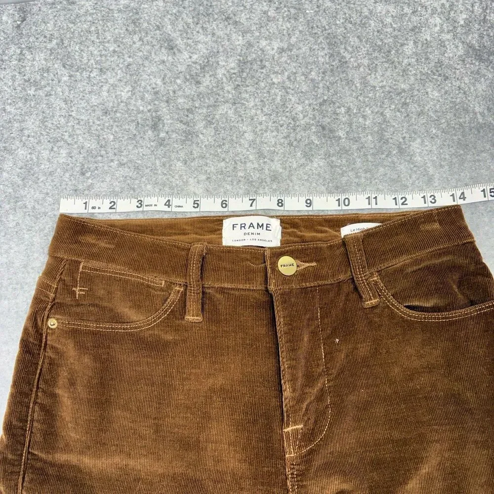 FRAME Le High Straight Corduroy Pants Womens 26 High Rise Ankle Stretch Brown